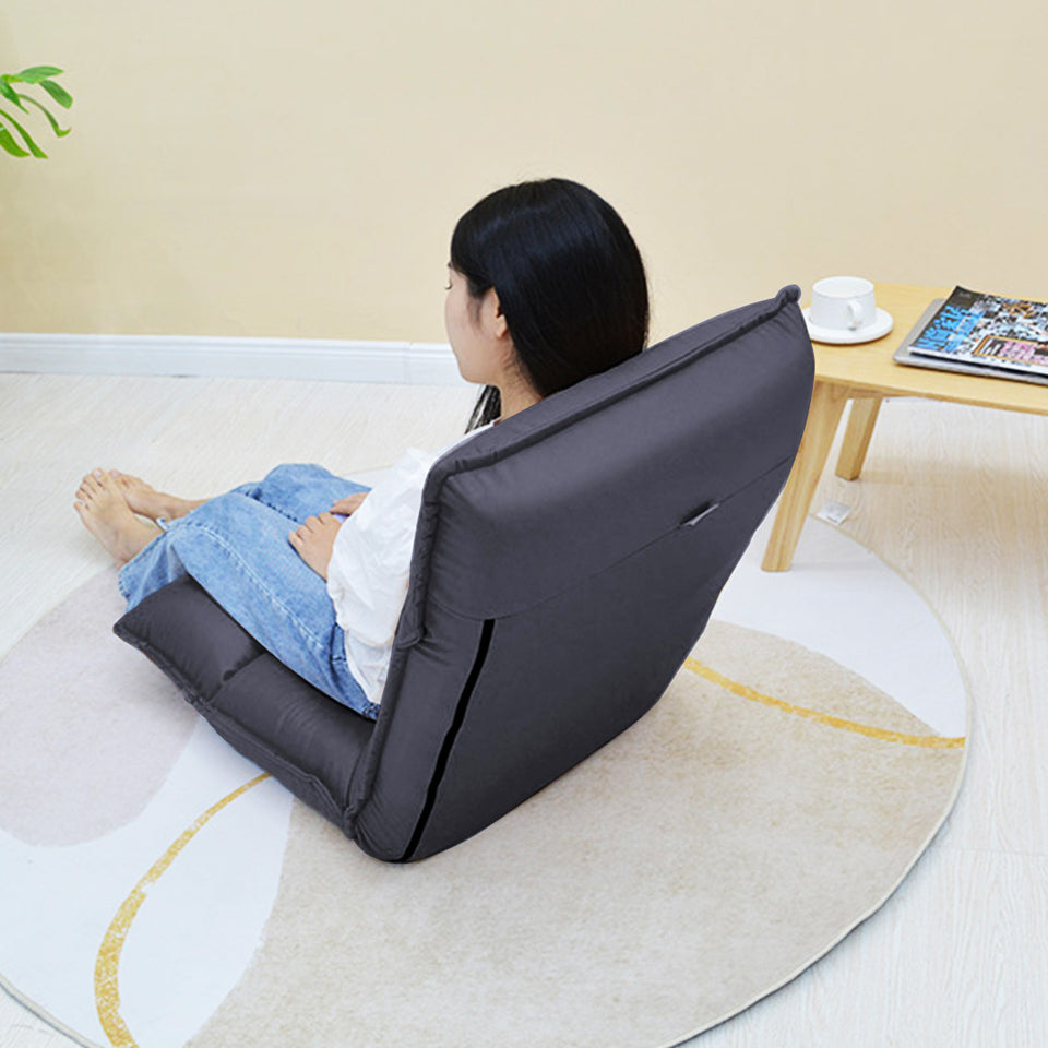 SOGA Grey Lounge Recliner Lazy Sofa Bed Tatami Cushion with Collapsible Backrest
