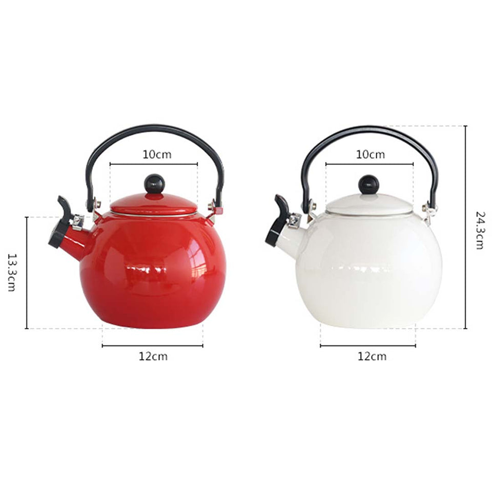 SOGA 2X 2 Litre Ceramic Enameled Porcelain Kettle Kitchen White