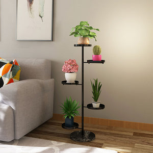 SOGA 3 Tier Black Round Plant Stand Flowerpot Tray Display Living Room Balcony Metal Decorative Shelf