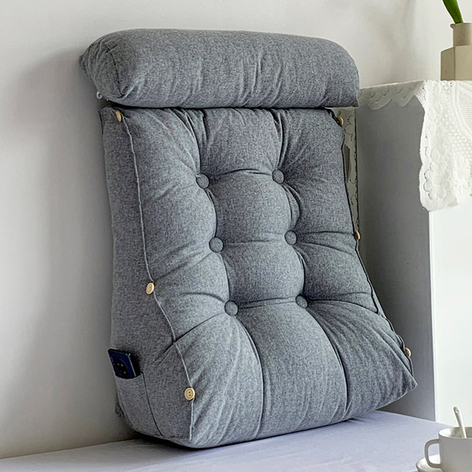 SOGA 45cm Silver Triangular Wedge Lumbar Pillow Headboard Backrest Sofa Bed Cushion Home Decor