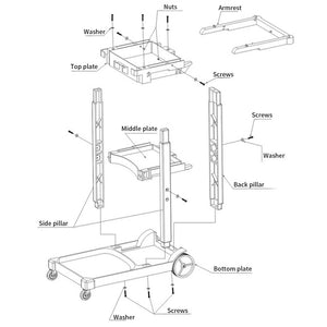 SOGA 2X 3 Tier Janitor Cleaning Waste Cart Trolley with Waterproof Bag & Lid