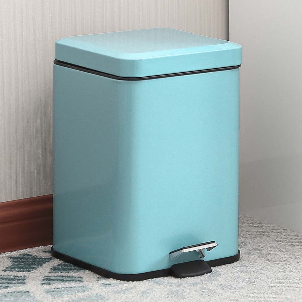 SOGA Foot Pedal Stainless Steel Rubbish Recycling Garbage Waste Trash Bin Square 12L Blue