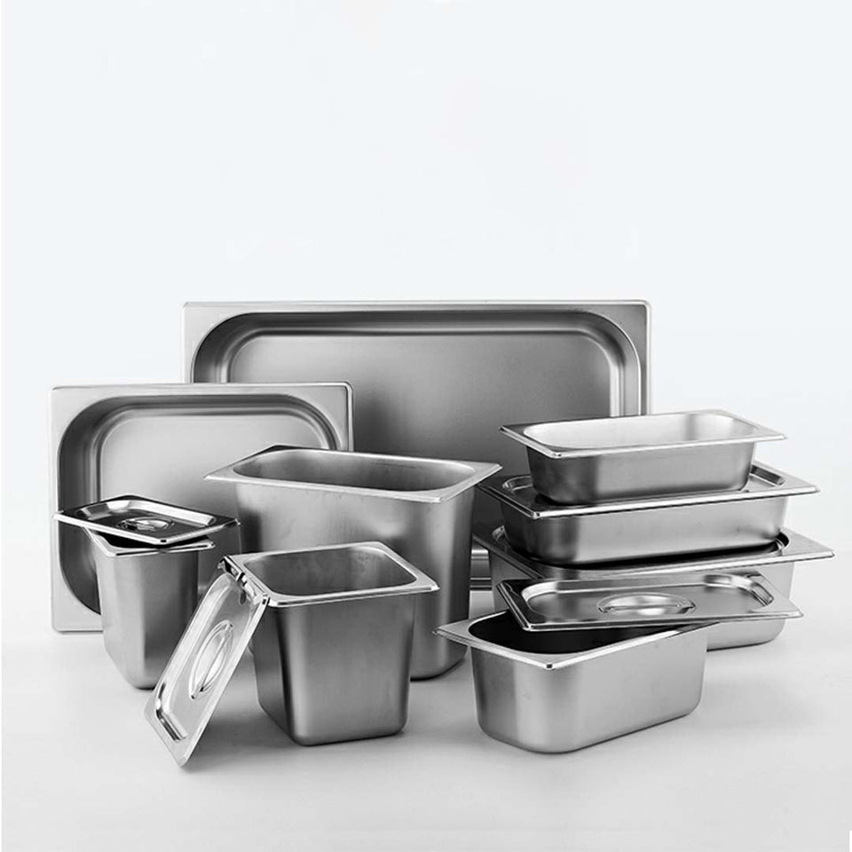 SOGA Gastronorm GN Pan Full Size 1/1 GN Pan 10cm Deep Stainless Steel Tray With Lid
