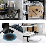 SOGA 2-Pack 3-Tier Steel Black Kitchen Drying Rack & Dish Drainer Organizer