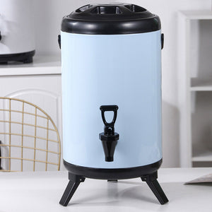 SOGA 2X 8L Stainless Steel Insulated Milk Tea Barrel Hot and Cold Beverage Dispenser Container with Faucet White