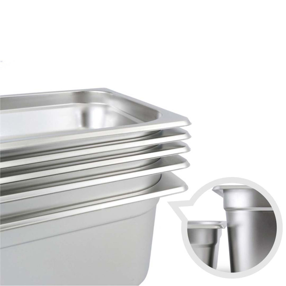 SOGA Gastronorm GN Pan Full Size 1/2 GN Pan 10cm Deep Stainless Steel Tray With Lid
