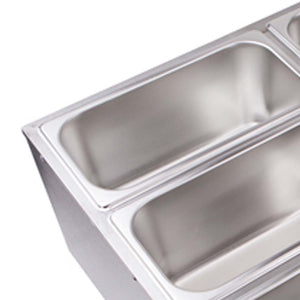 SOGA 2X Stainless Steel 6 X 1/3 GN Pan Electric Bain-Marie Food Warmer with Lid