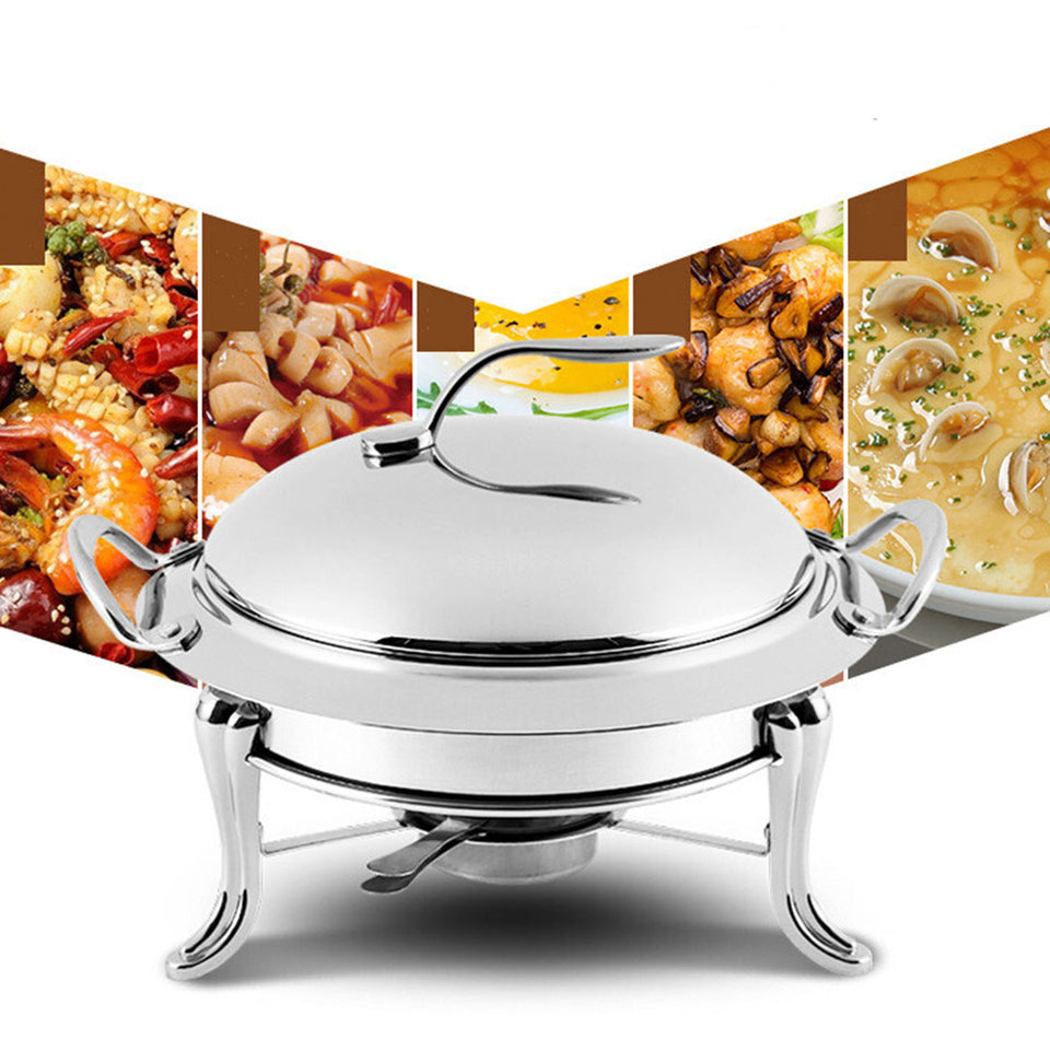 SOGA 2X Stainless Steel Gold Accents Round Buffet Chafing Dish Cater Food Warmer Chafer with Glass Top Lid