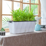SOGA 2-Pack Large White Rectangular Plastic Flowerpot for Outdoor Garden
