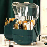 SOGA 2X 29cm Green Countertop Makeup Cosmetic Storage Organiser Skincare Holder Jewelry Storage Box with Handle