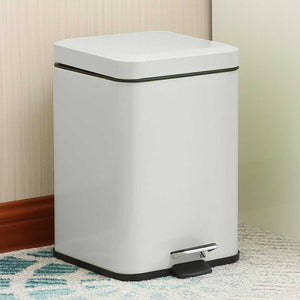 SOGA 2X Foot Pedal Stainless Steel Rubbish Recycling Garbage Waste Trash Bin Square 12L White