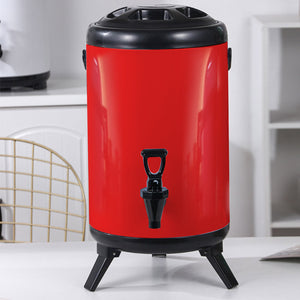 SOGA 8X 16L Stainless Steel Insulated Milk Tea Barrel Hot and Cold Beverage Dispenser Container with Faucet Red