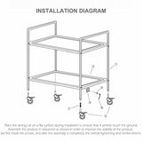 SOGA 2 Tier Stainless Steel Kitchen Trolley Bowl Collect Service FoodCart 95x50x95cm Large