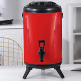 SOGA 4X 8L Stainless Steel Insulated Milk Tea Barrel Hot and Cold Beverage Dispenser Container with Faucet Red