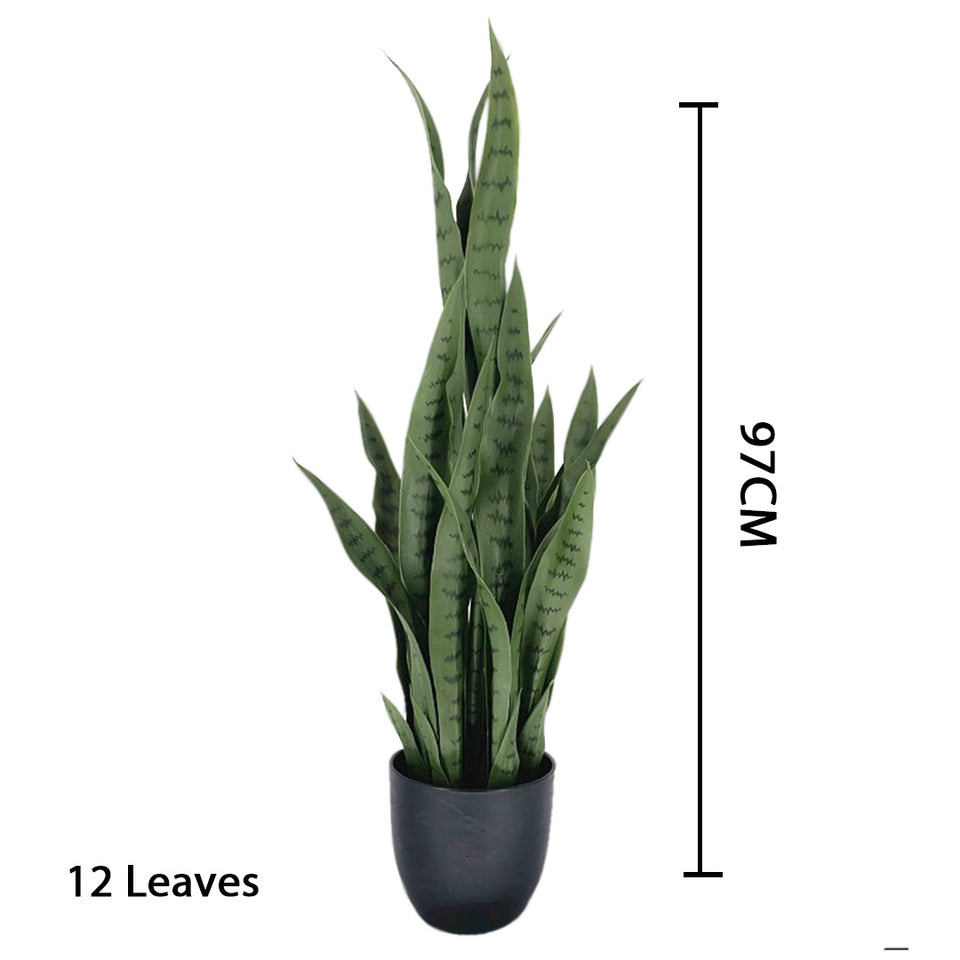 SOGA 97cm Sansevieria Snake Artificial Plants with Black Plastic Planter Greenery, Home Office Decor