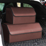 SOGA 2X Leather Car Boot Collapsible Foldable Trunk Cargo Organizer Portable Storage Box Coffee Medium