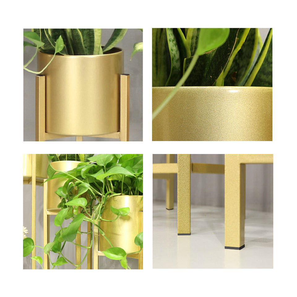 SOGA 4X 60cm Gold Metal Plant Stand with Flower Pot Holder Corner Shelving Rack Indoor Display