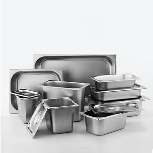 SOGA 2X Gastronorm GN Pan Full Size 1/3 GN Pan 6.5 cm Deep Stainless Steel Tray with Lid