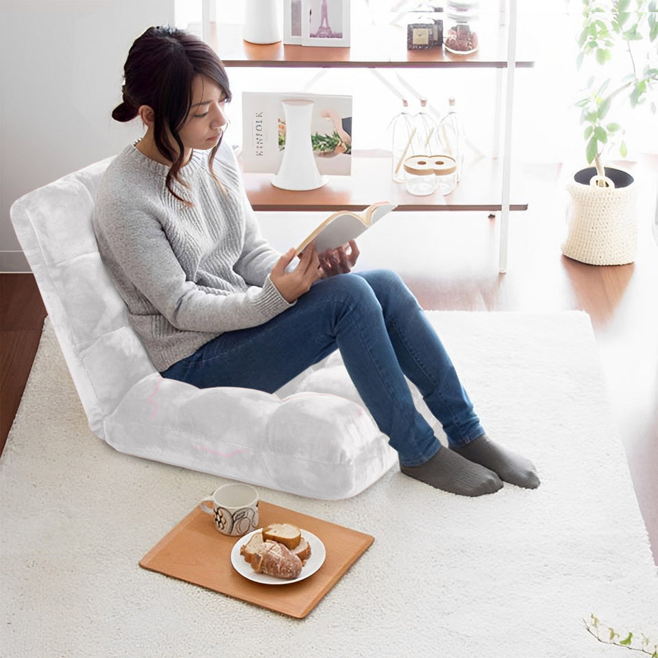 SOGA Floor Recliner Folding Lounge Sofa Futon Couch Folding Chair Cushion White x4