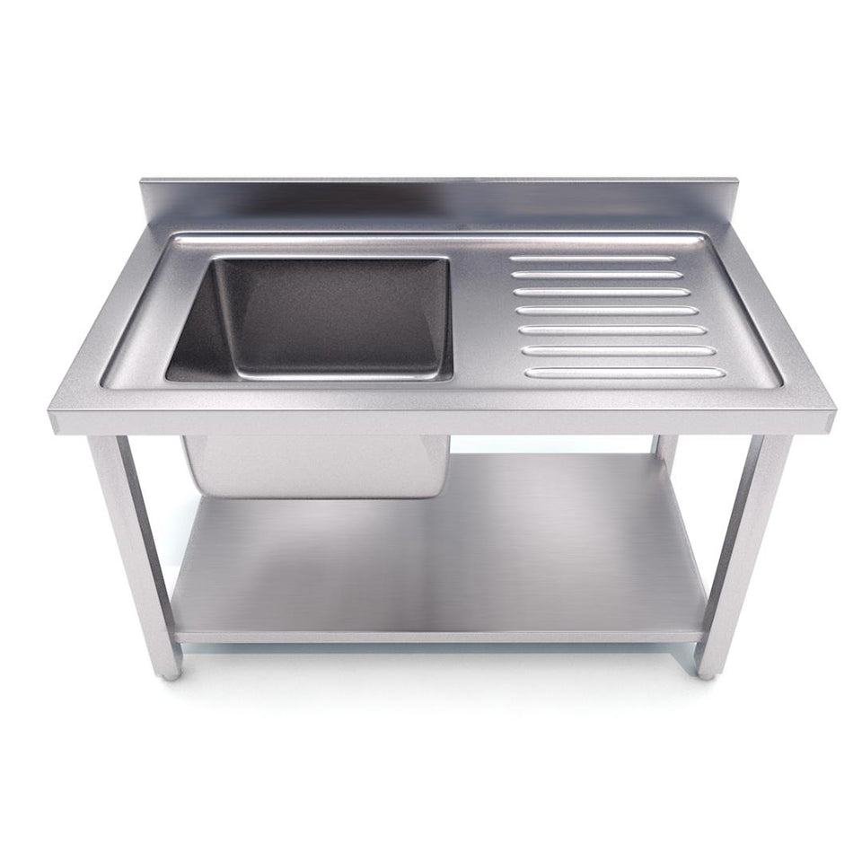 SOGA Commercial Kitchen Sink Work Bench Stainless Steel Food Prep Table 120*70*85cm