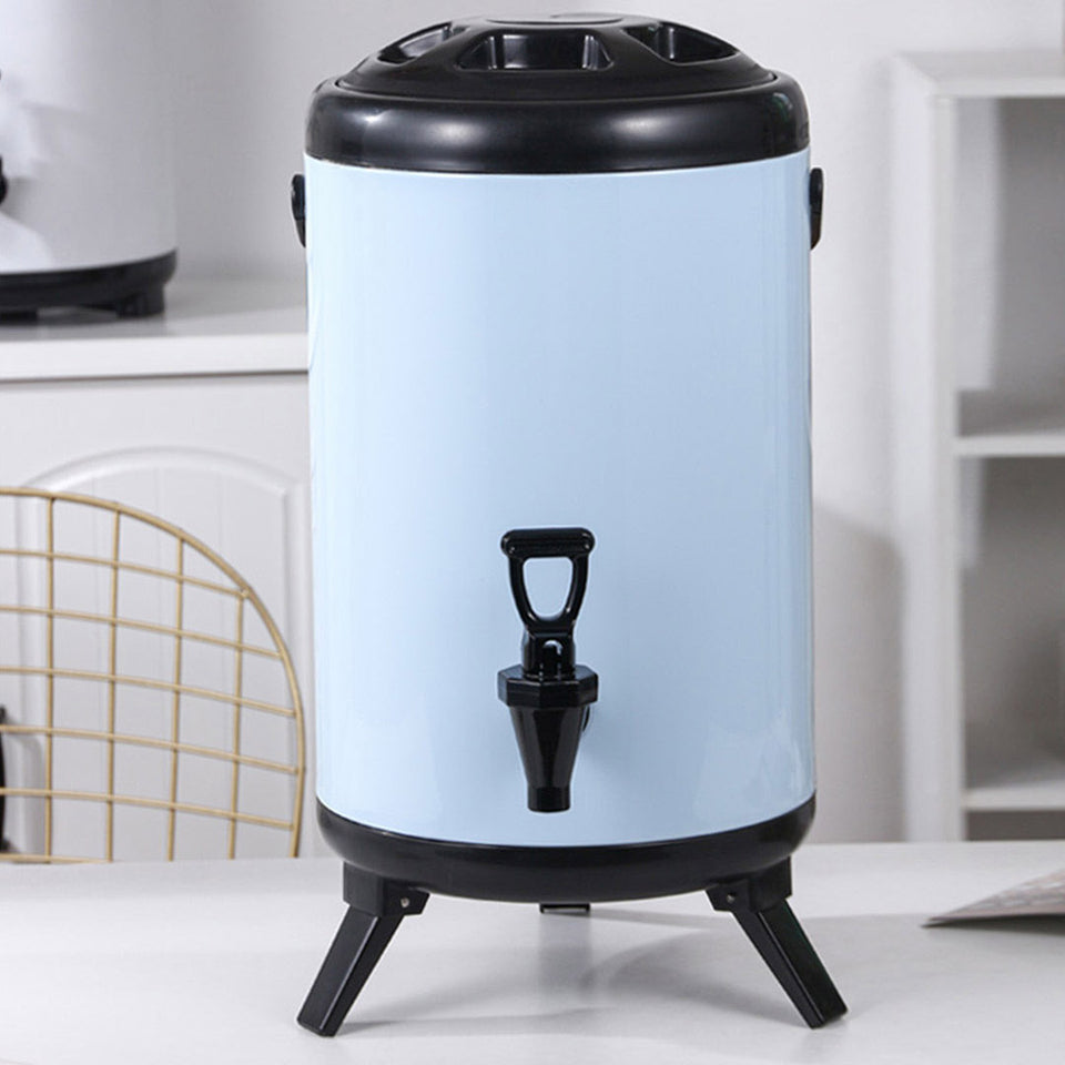 SOGA 4X 8L Stainless Steel Insulated Milk Tea Barrel Hot and Cold Beverage Dispenser Container with Faucet White