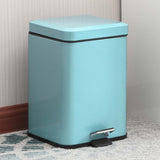 SOGA 4X Foot Pedal Stainless Steel Rubbish Recycling Garbage Waste Trash Bin Square 12L Blue