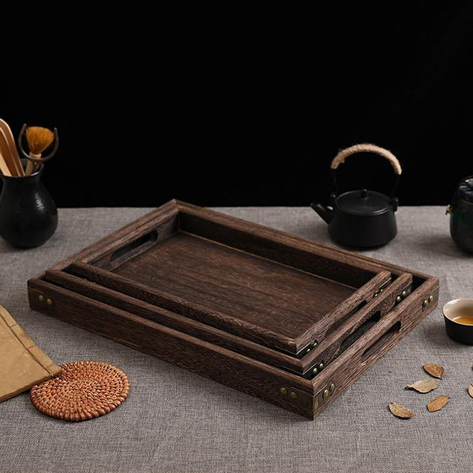 SOGA Walnut Rectangle Serving Tray Large