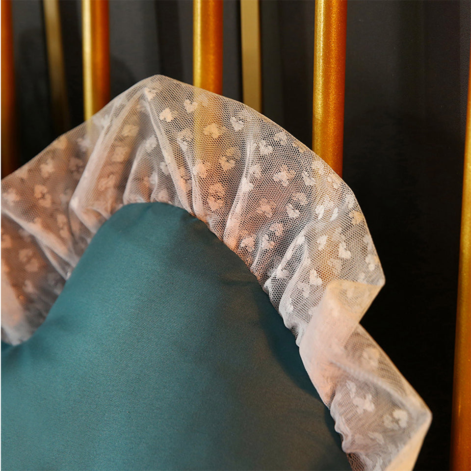 SOGA 4X 120cm Blue-Green Princess Bed Pillow Headboard Backrest Bedside Tatami Sofa Cushion with Ruffle Lace Home Decor