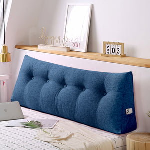 SOGA 100cm Blue Triangular Wedge Bed Pillow Headboard Backrest Bedside Tatami Cushion Home Decor