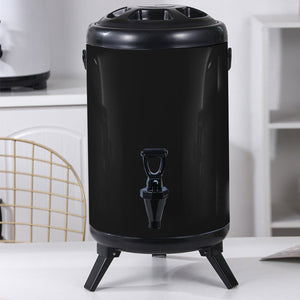 SOGA 8X 16L Stainless Steel Insulated Milk Tea Barrel Hot and Cold Beverage Dispenser Container with Faucet Black