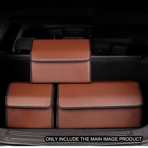 SOGA 2X Leather Car Boot Collapsible Foldable Trunk Cargo Organizer Portable Storage Box Coffee Small