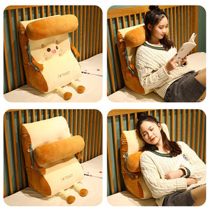 SOGA Cute Face Toast Bread Wedge Cushion Stuffed Plush Cartoon Back Support Pillow Home Decor