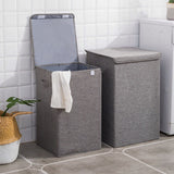 SOGA Grey Large Collapsible Laundry Hamper Storage Box Foldable Canvas Basket Home Organiser Decor