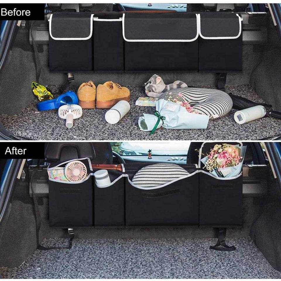SOGA Oxford Cloth Car Storage Trunk Organiser Backseat Multi-Purpose Interior Accessories Black