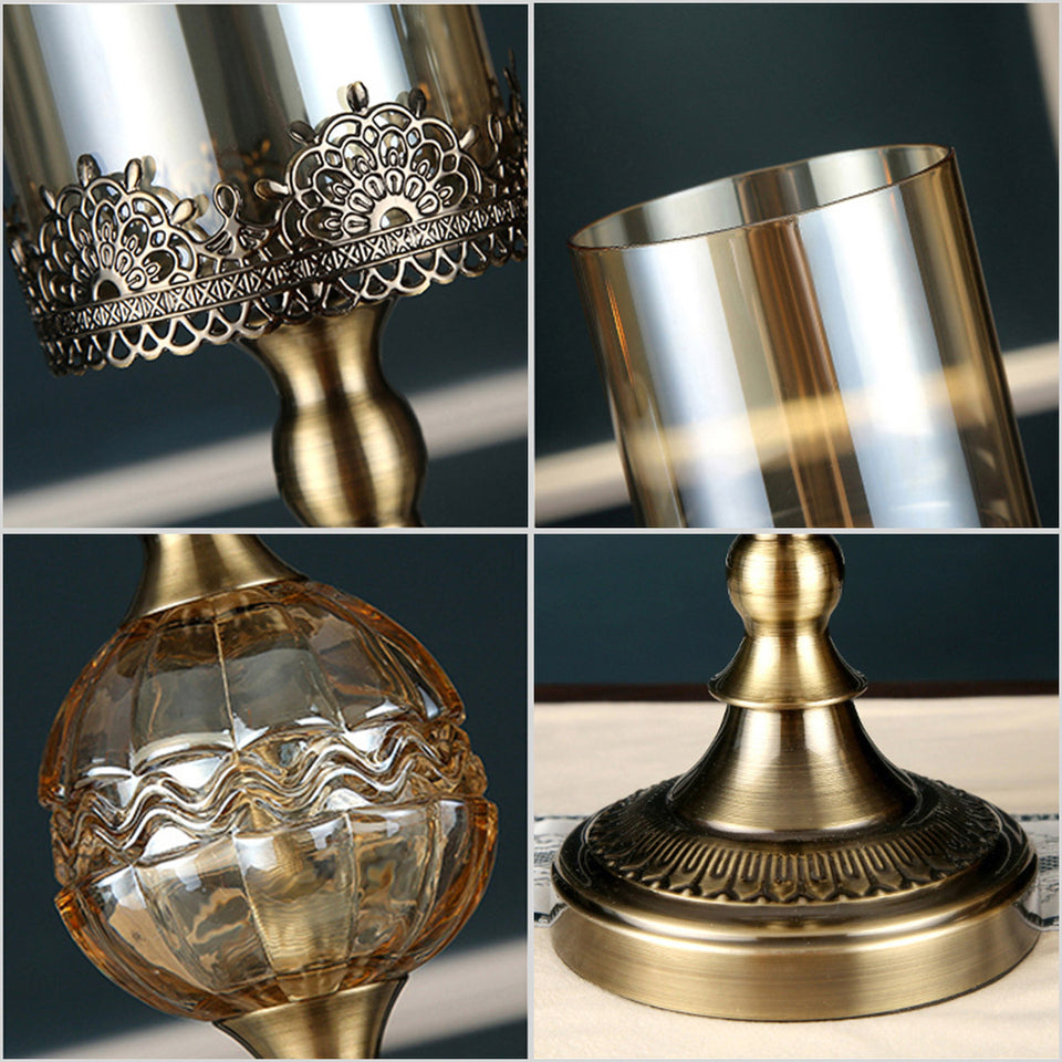 SOGA 2X 42cm 47cm Glass Candle Holder Candle Stand Glass/Metal