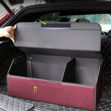 SOGA Leather Car Boot Collapsible Foldable Trunk Cargo Organizer Portable Storage Box Red Medium