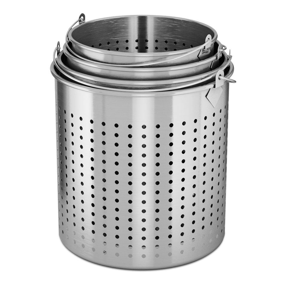 SOGA 2X 71L 18/10 Stainless Steel Perforated Stockpot Basket Pasta Strainer with Handle