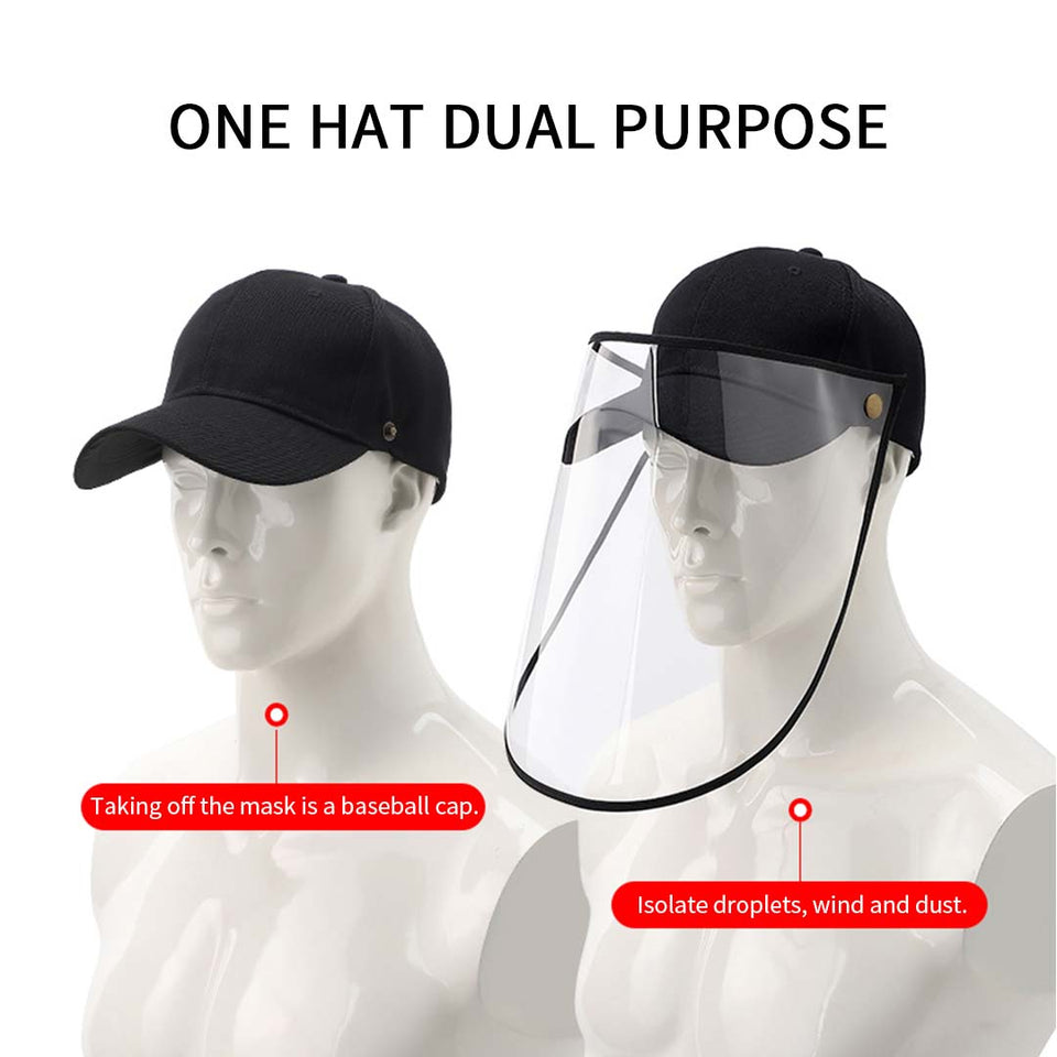 10X Outdoor Protection Hat Anti-Fog Pollution Dust Saliva Protective Cap Full Face Shield Cover Adult Black
