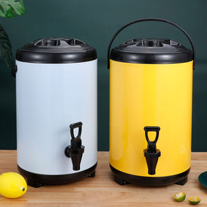 SOGA 2X 12L Stainless Steel Insulated Milk Tea Barrel Hot and Cold Beverage Dispenser Container with Faucet Yellow