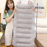 SOGA 2X Grey One Piece Siamese Cushion Office Sedentary Butt Mat Back Waist Chair Support Home Decor With Cat Ears