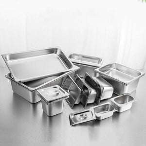 SOGA Gastronorm GN Pan Full Size 1/3 GN Pan 10cm Deep Stainless Steel Tray