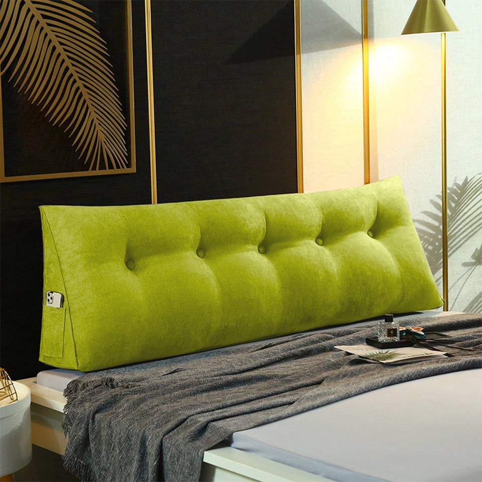 SOGA 2X 150cm Green Triangular Wedge Bed Pillow Headboard Backrest Bedside Tatami Cushion Home Decor