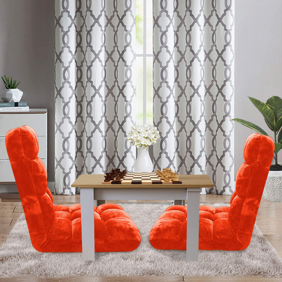 SOGA 2 Pack 6-Position Folding Floor Recliner Chairs Orange