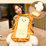 SOGA 48cm Smiley Face Toast Bread Cushion Stuffed Car Seat Plush Cartoon Back Support Pillow Home Decor