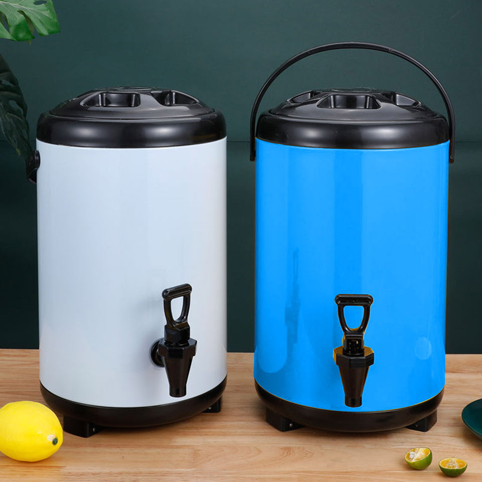 SOGA 4X 12L Stainless Steel Insulated Milk Tea Barrel Hot and Cold Beverage Dispenser Container with Faucet Blue