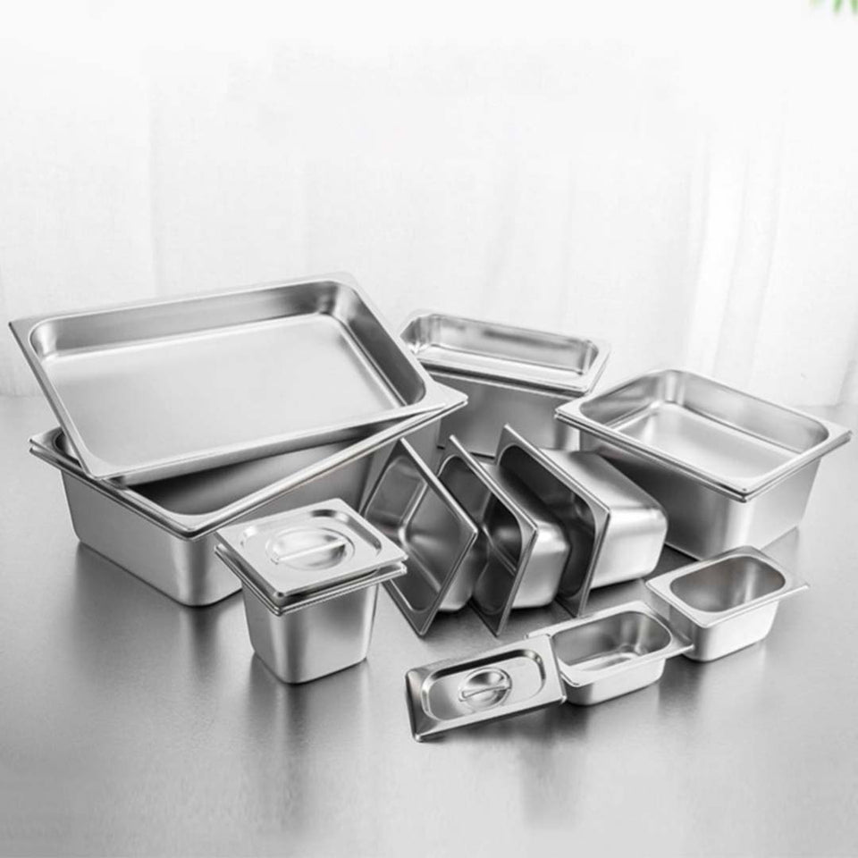 SOGA Gastronorm GN Pan Full Size 1/1 GN Pan 15cm Deep Stainless Steel Tray With Lid