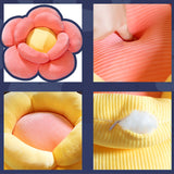 SOGA Yellow Double Flower Shape Cushion Soft Bedside Floor Plush Pillow Home Decor