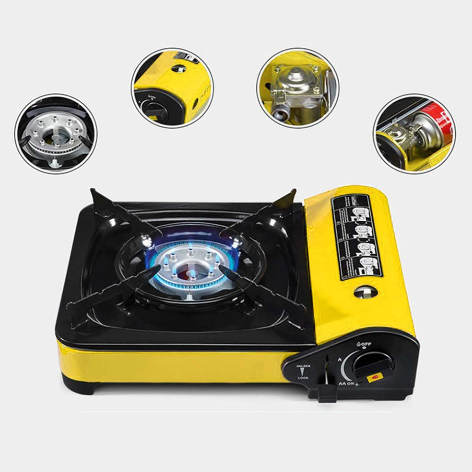 2X Portable Gas Stove Cooker Butane BBQ Camping Party Gas Burner Outdoor Yellow