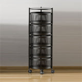 SOGA 2X 5 Tier Steel Round Rotating Kitchen Cart Multi-Functional Shelves Storage Organizer with Wheels