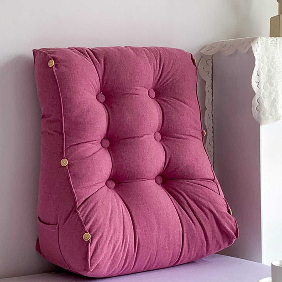 SOGA 60cm Magenta Triangular Wedge Lumbar Pillow Headboard Backrest Sofa Bed Cushion Home Decor